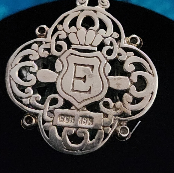 Eleganza sterling silver filigree detail pendant set with Eight 18K GOLD Points - Picture 7 of 9